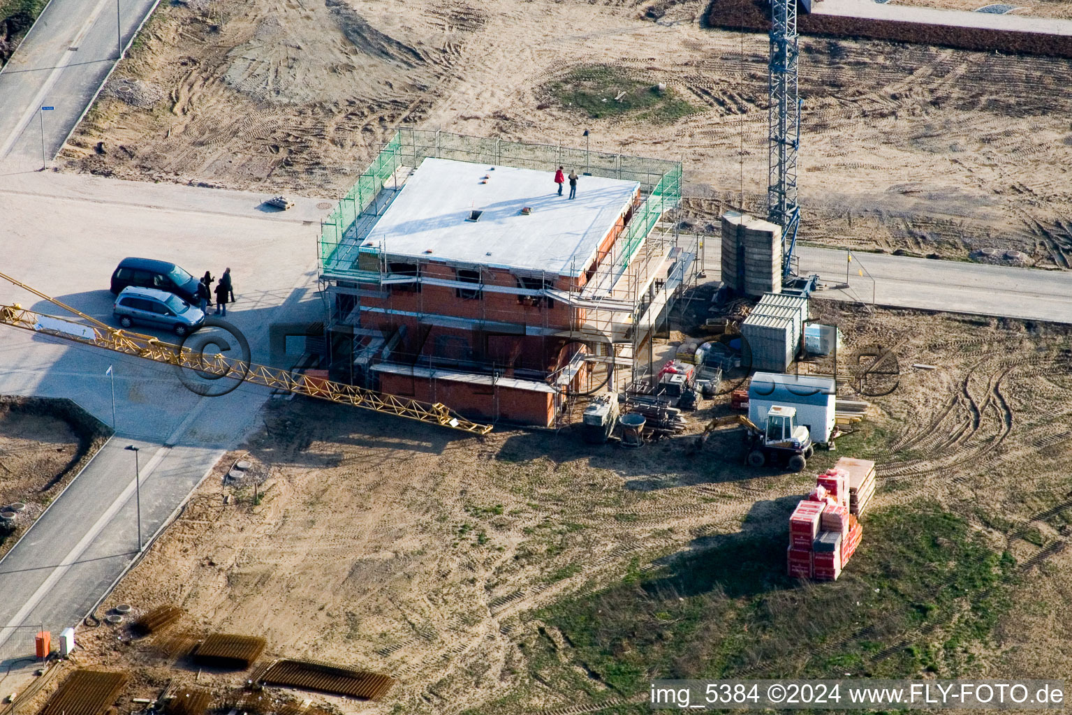 New development area Am Höhenweg in Kandel in the state Rhineland-Palatinate, Germany from a drone