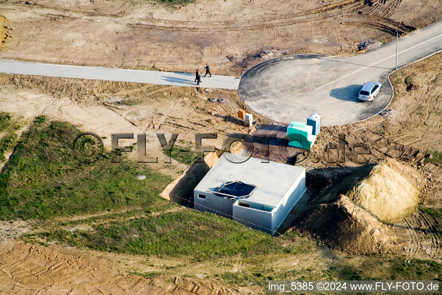 New development area Am Höhenweg in Kandel in the state Rhineland-Palatinate, Germany seen from a drone