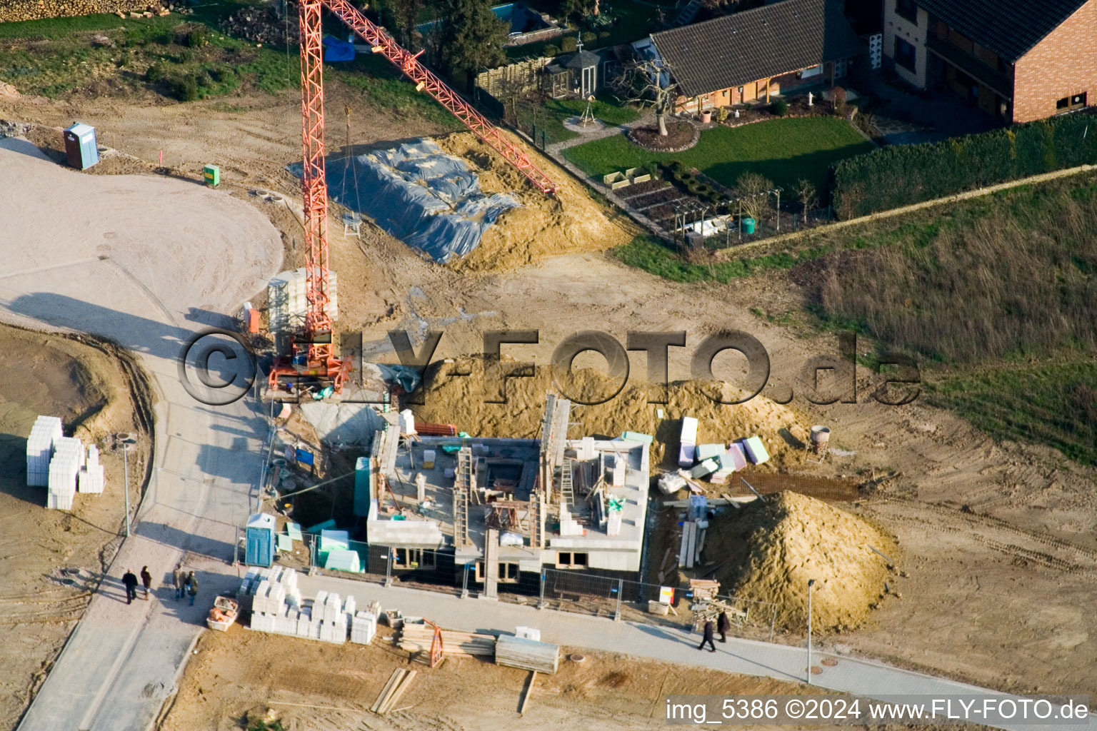 Aerial view of New development area Am Höhenweg in Kandel in the state Rhineland-Palatinate, Germany