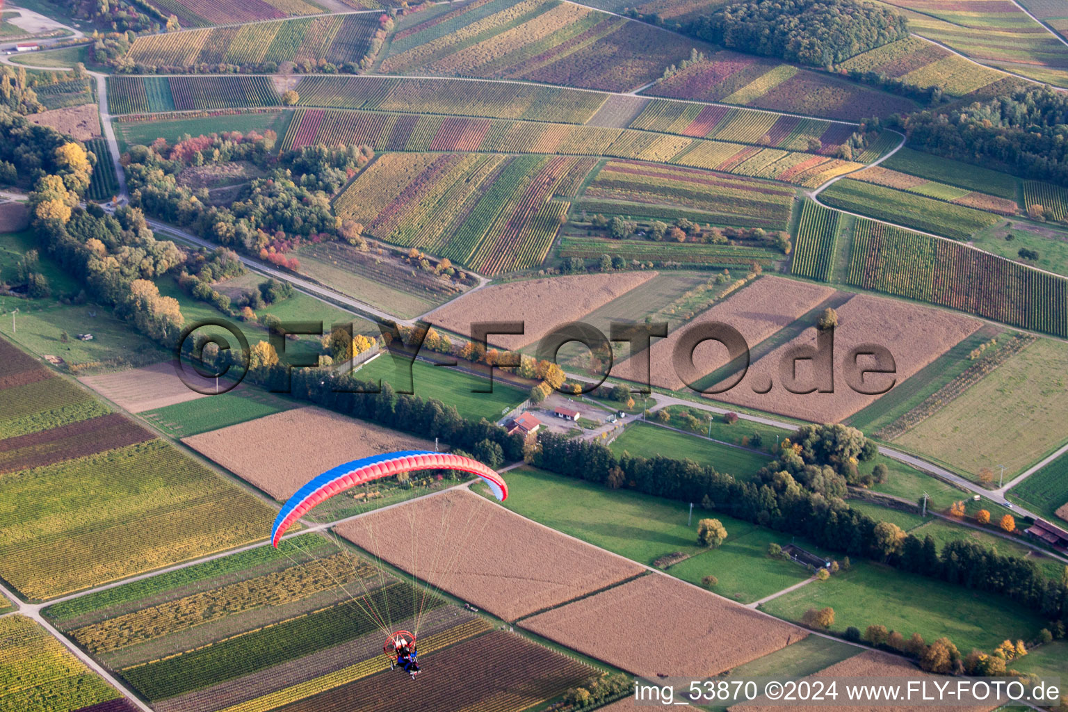 Klingenmünster in the state Rhineland-Palatinate, Germany from above