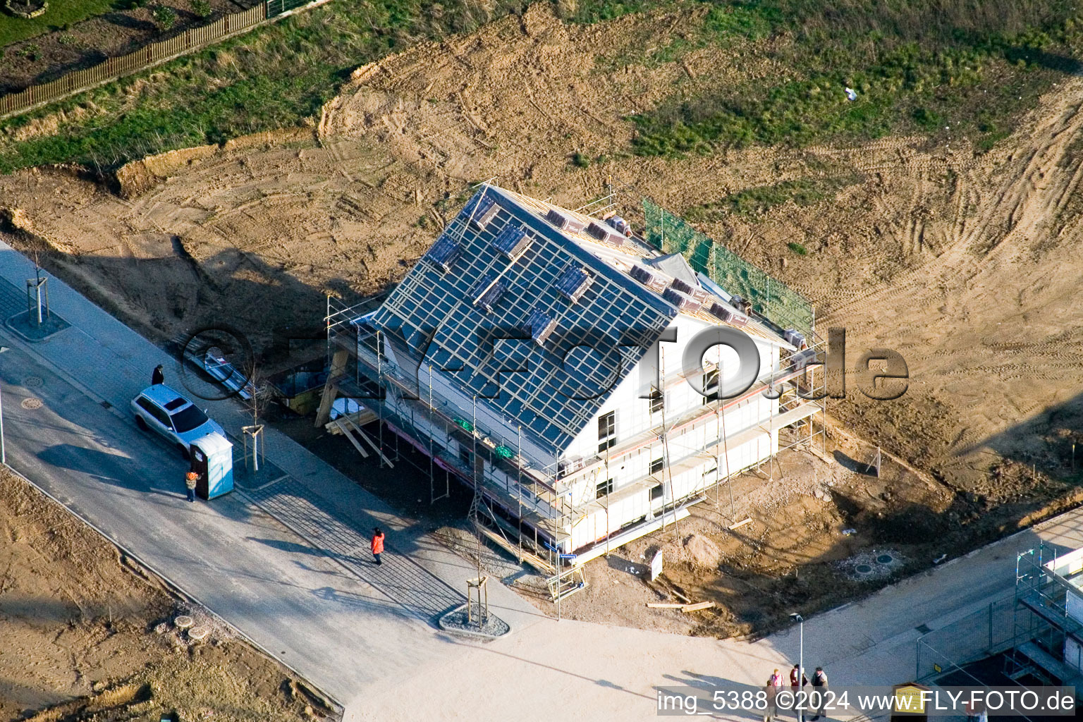 Oblique view of New development area Am Höhenweg in Kandel in the state Rhineland-Palatinate, Germany