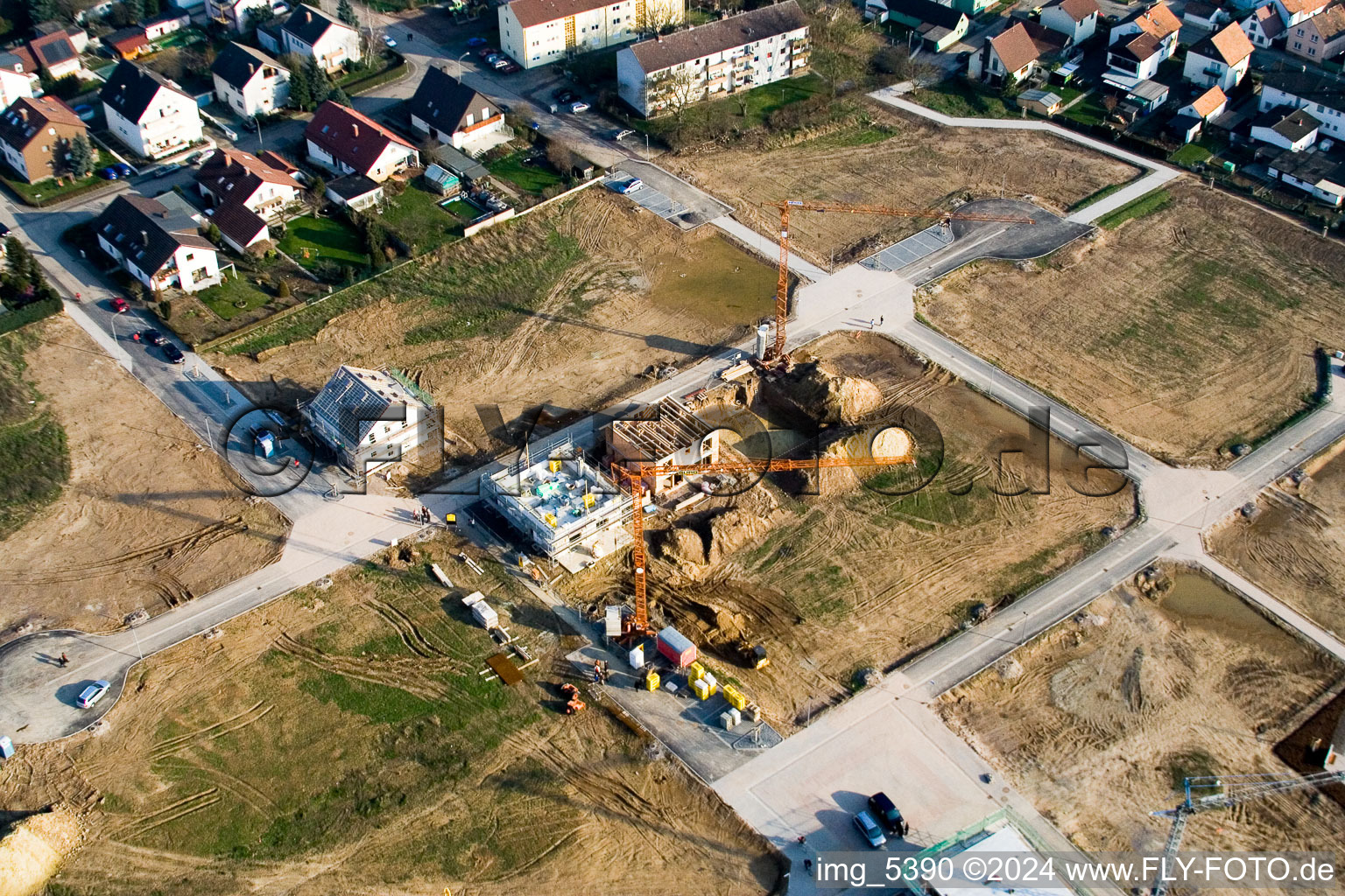 New development area Am Höhenweg in Kandel in the state Rhineland-Palatinate, Germany out of the air