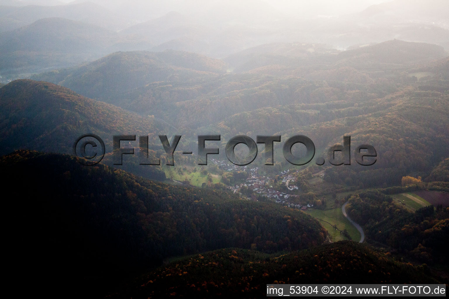 Drone image of Vorderweidenthal in the state Rhineland-Palatinate, Germany