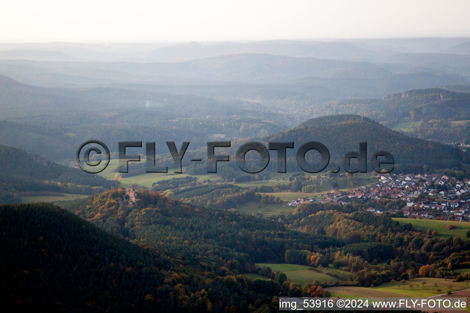 Busenberg in the state Rhineland-Palatinate, Germany from above