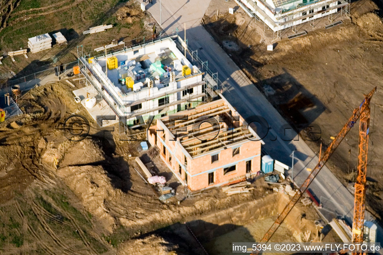 Bird's eye view of New development area on the Höhenweg in Kandel in the state Rhineland-Palatinate, Germany