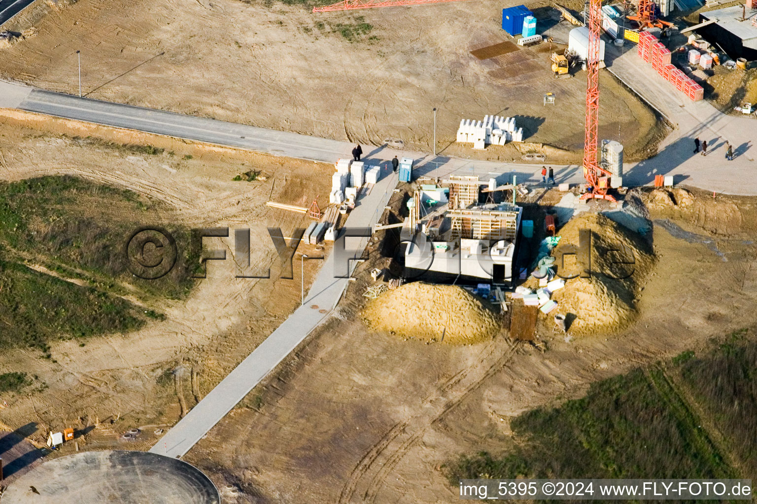 New development area Am Höhenweg in Kandel in the state Rhineland-Palatinate, Germany viewn from the air