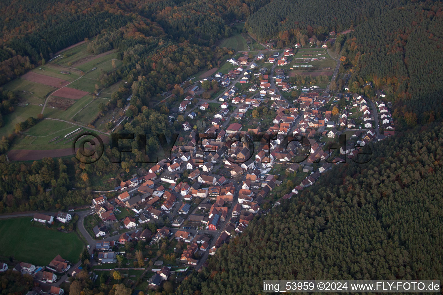 Vorderweidenthal in the state Rhineland-Palatinate, Germany from the drone perspective