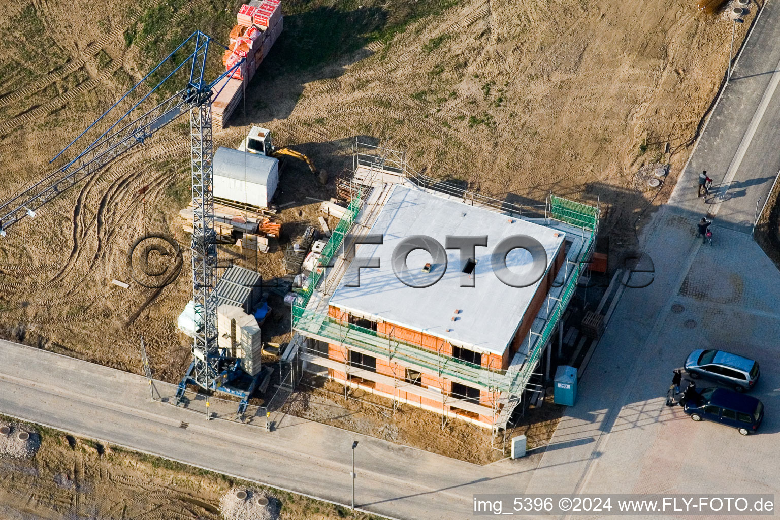 Drone recording of New development area Am Höhenweg in Kandel in the state Rhineland-Palatinate, Germany