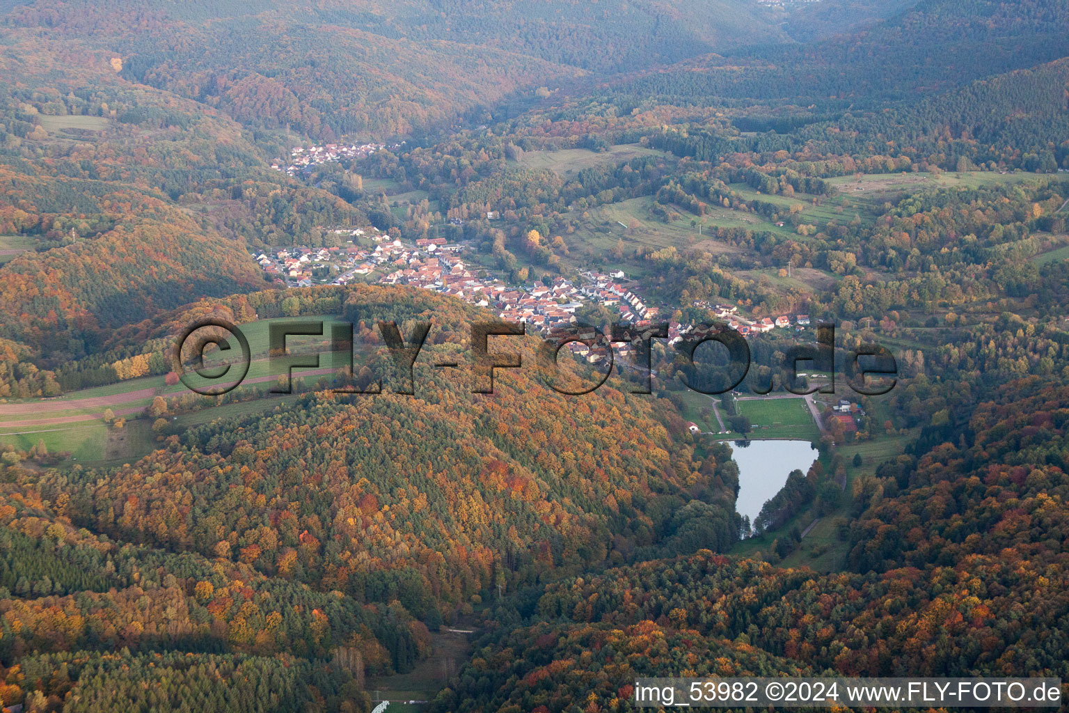 Darstein in the state Rhineland-Palatinate, Germany from the plane