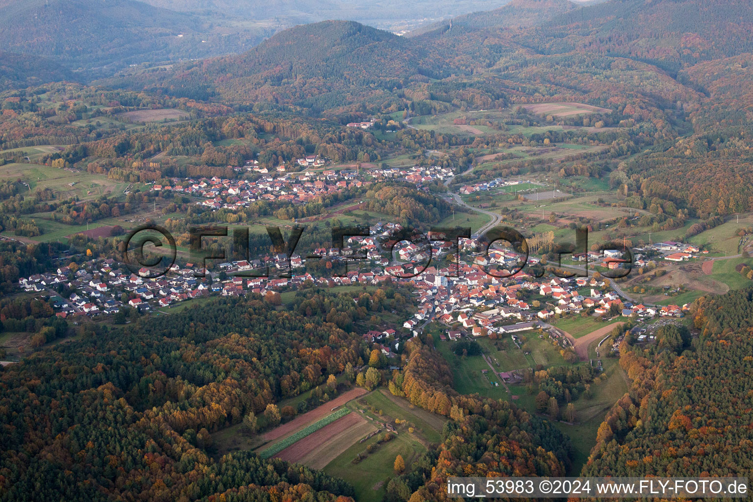 Bird's eye view of Darstein in the state Rhineland-Palatinate, Germany