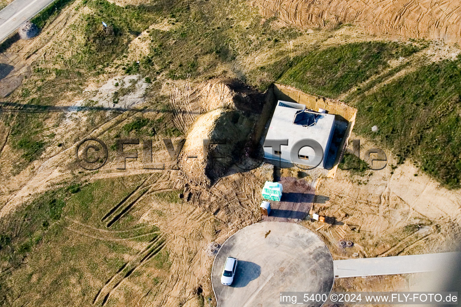 New development area Am Höhenweg in Kandel in the state Rhineland-Palatinate, Germany seen from a drone