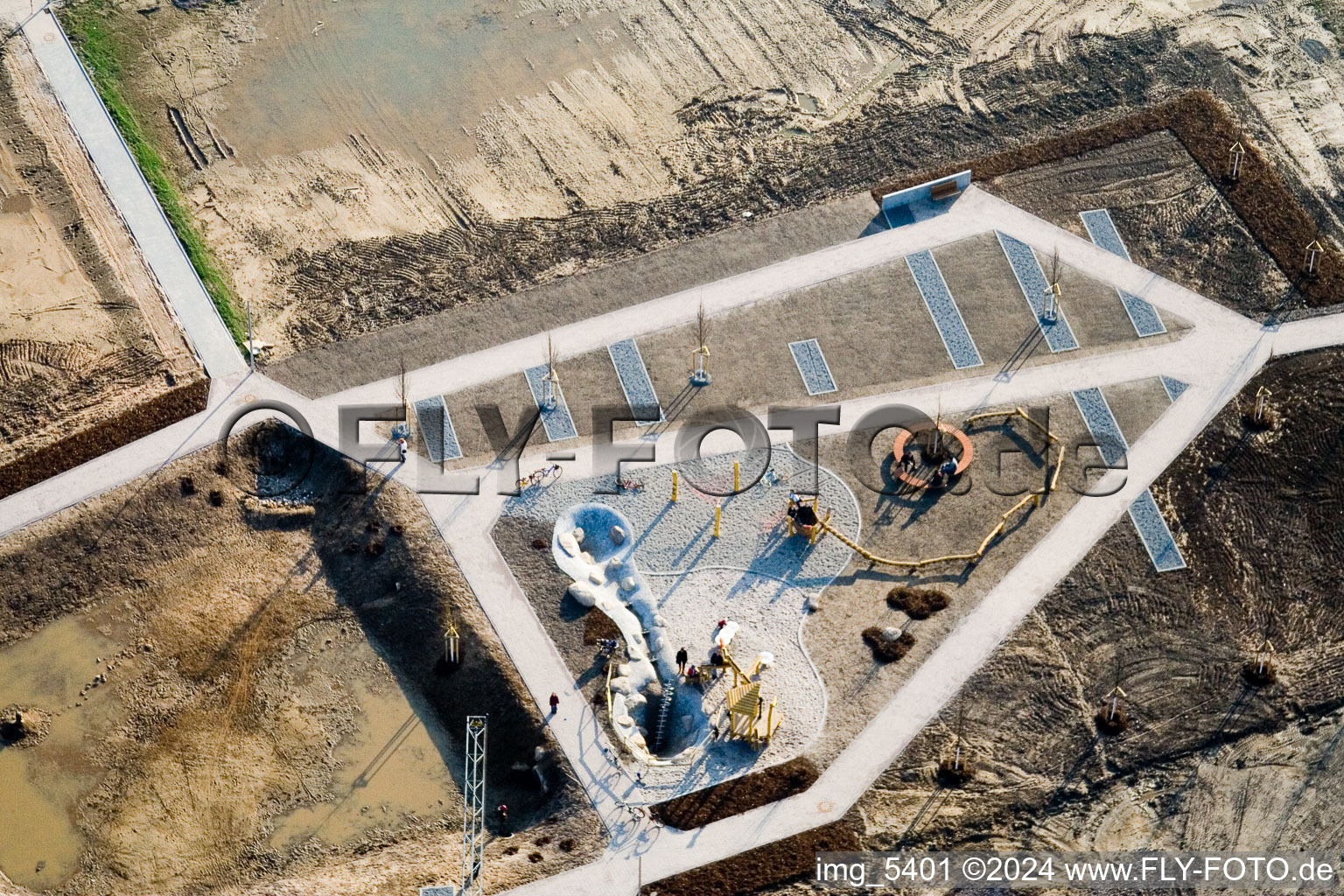 Aerial view of New development area Am Höhenweg in Kandel in the state Rhineland-Palatinate, Germany