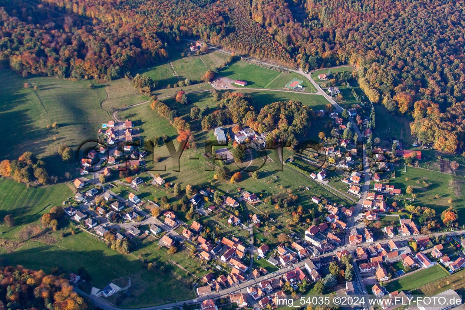 Climbach in the state Bas-Rhin, France from above