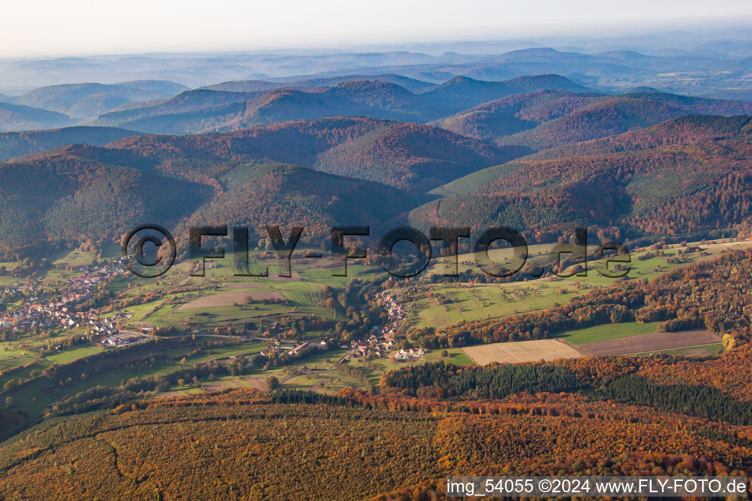 Wingen in the state Bas-Rhin, France from a drone