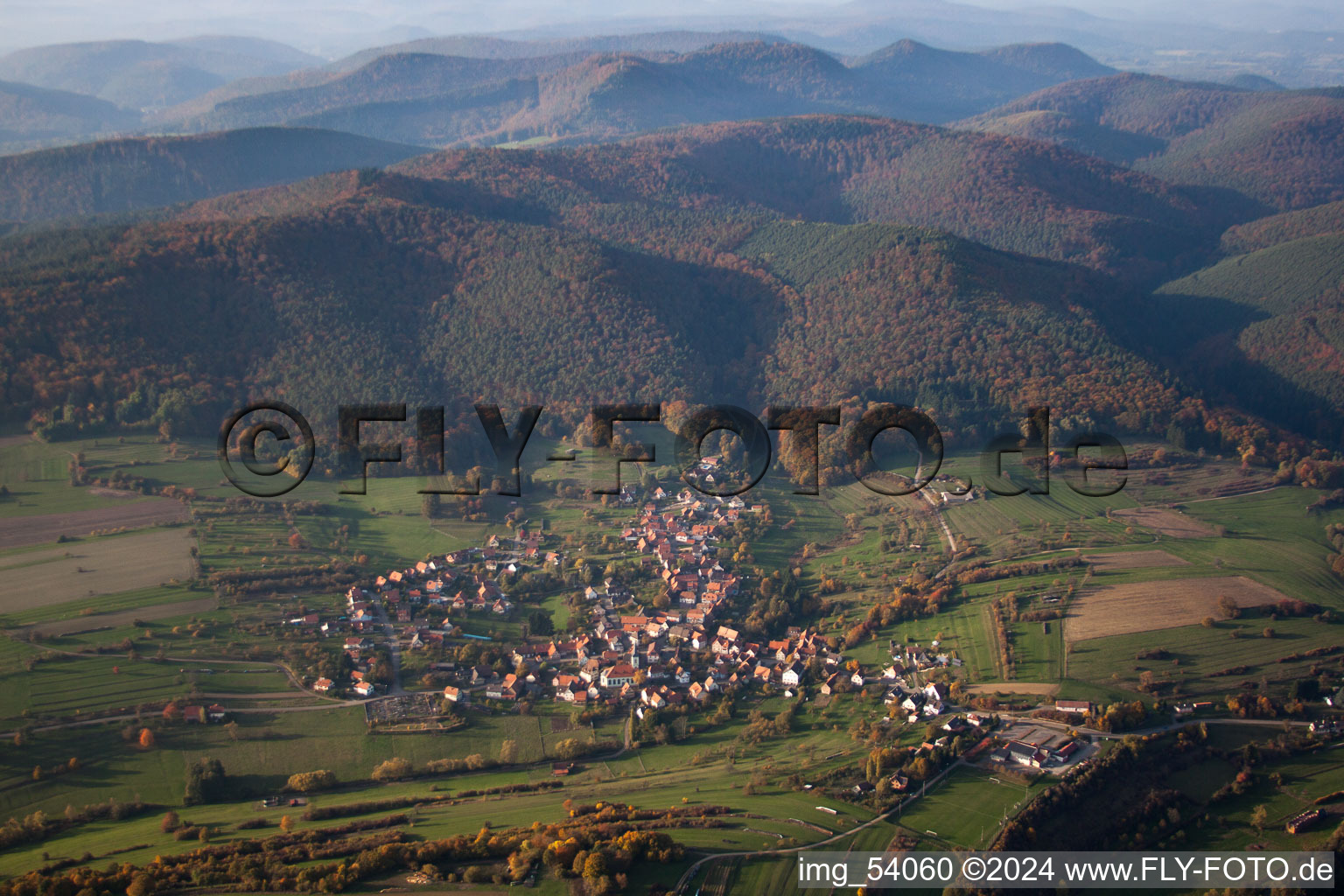 Town View of the streets and houses of the residential areas in Wingen in Grand Est, France