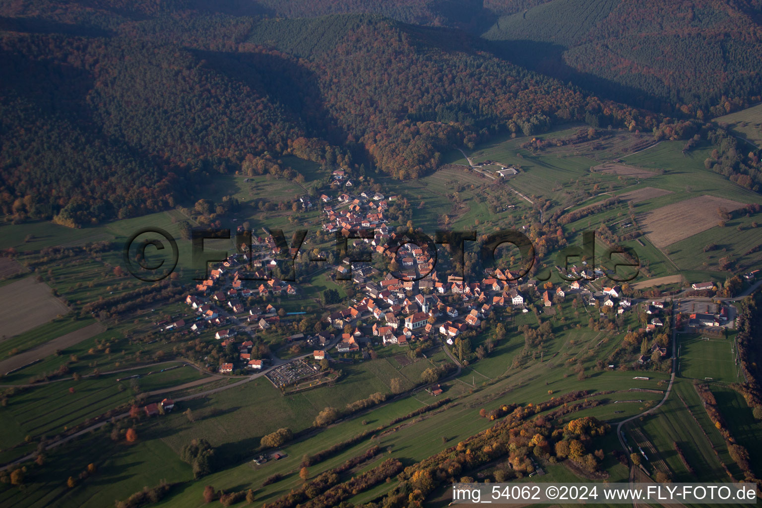 Aerial photograpy of Wingen in the state Bas-Rhin, France