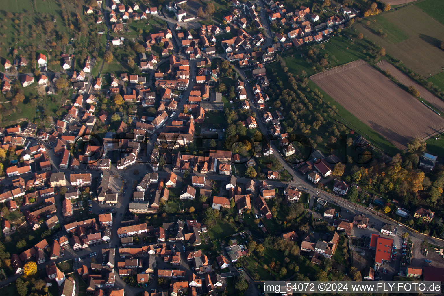 Lembach in the state Bas-Rhin, France from a drone