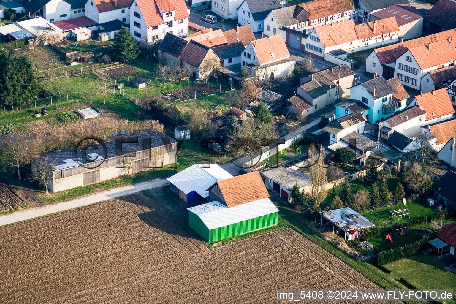 Oblique view of Saarstrasse NW in Kandel in the state Rhineland-Palatinate, Germany