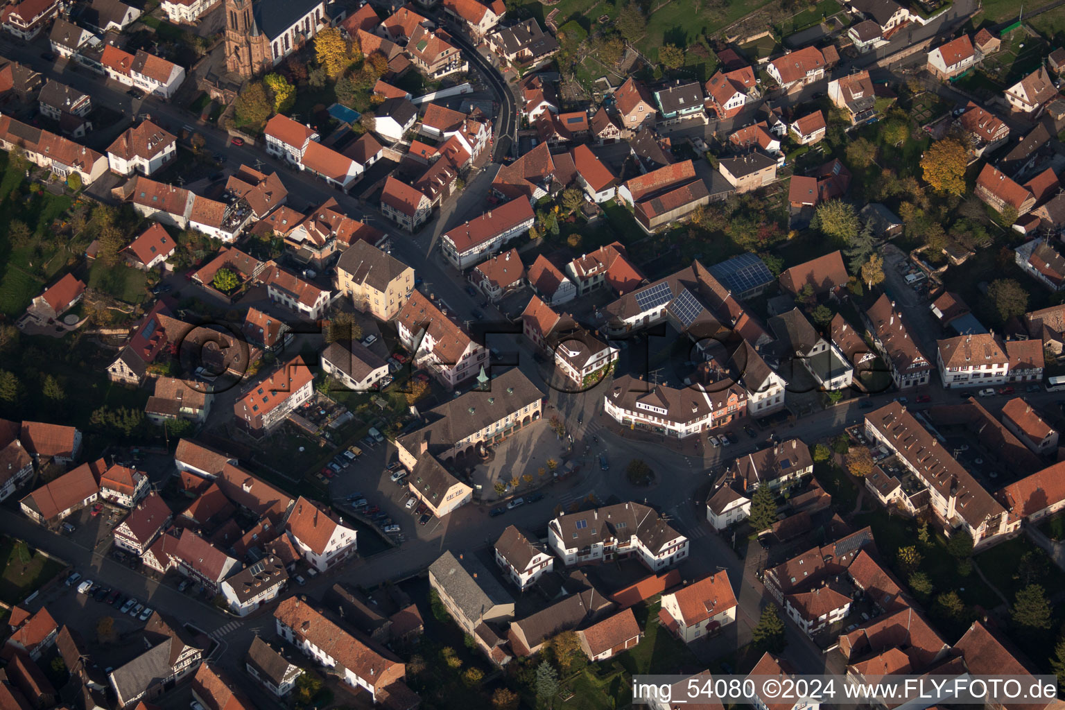 Aerial photograpy of Lembach in the state Bas-Rhin, France