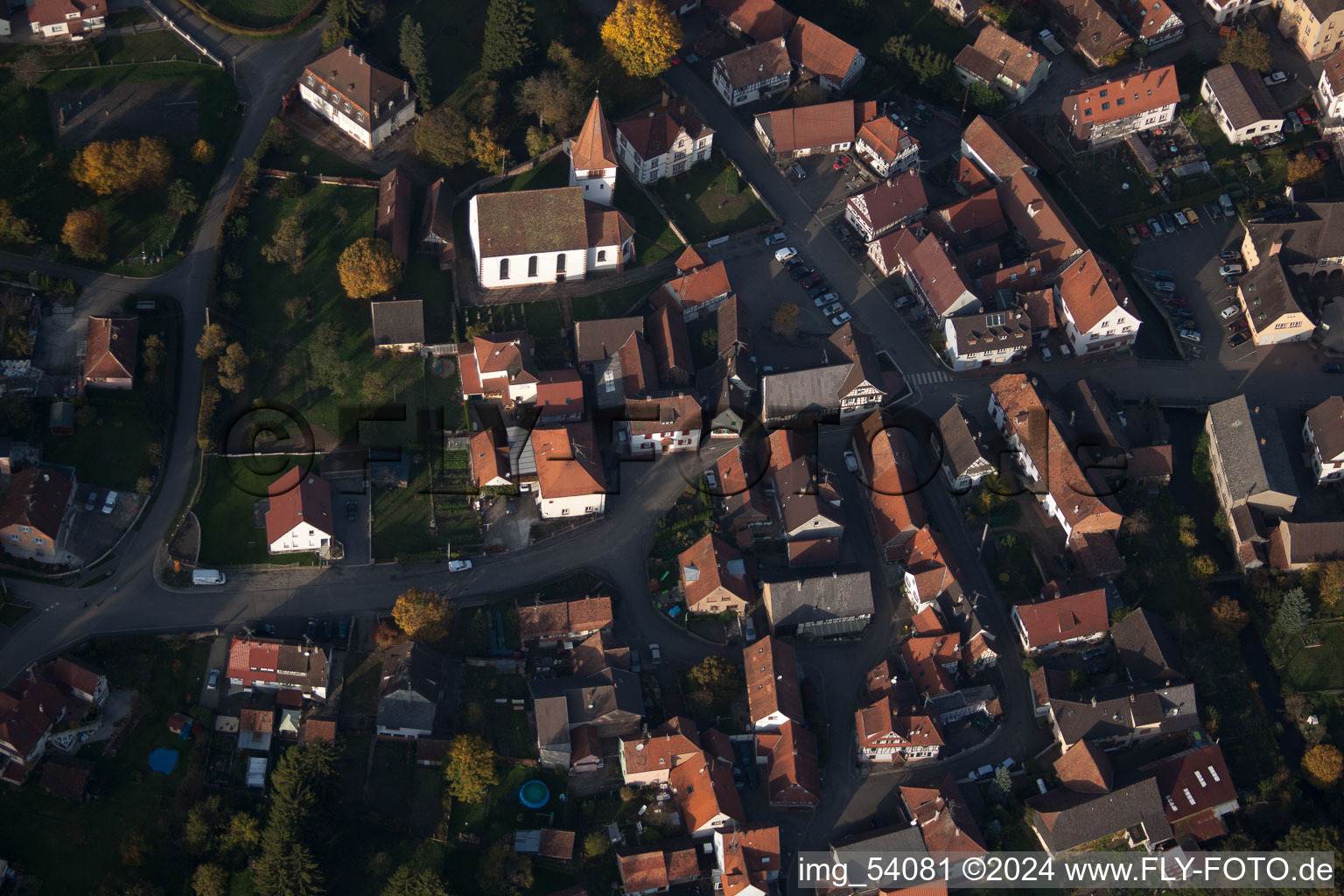 Oblique view of Lembach in the state Bas-Rhin, France