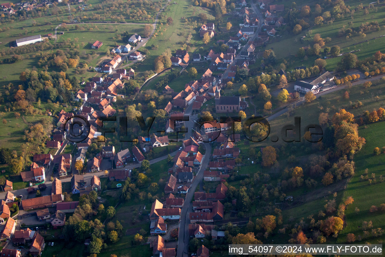 Langensoultzbach in the state Bas-Rhin, France out of the air