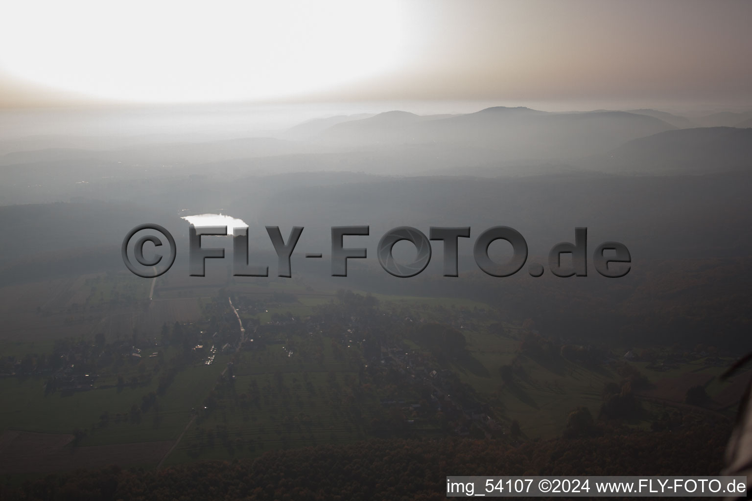 Langensoultzbach in the state Bas-Rhin, France from the plane