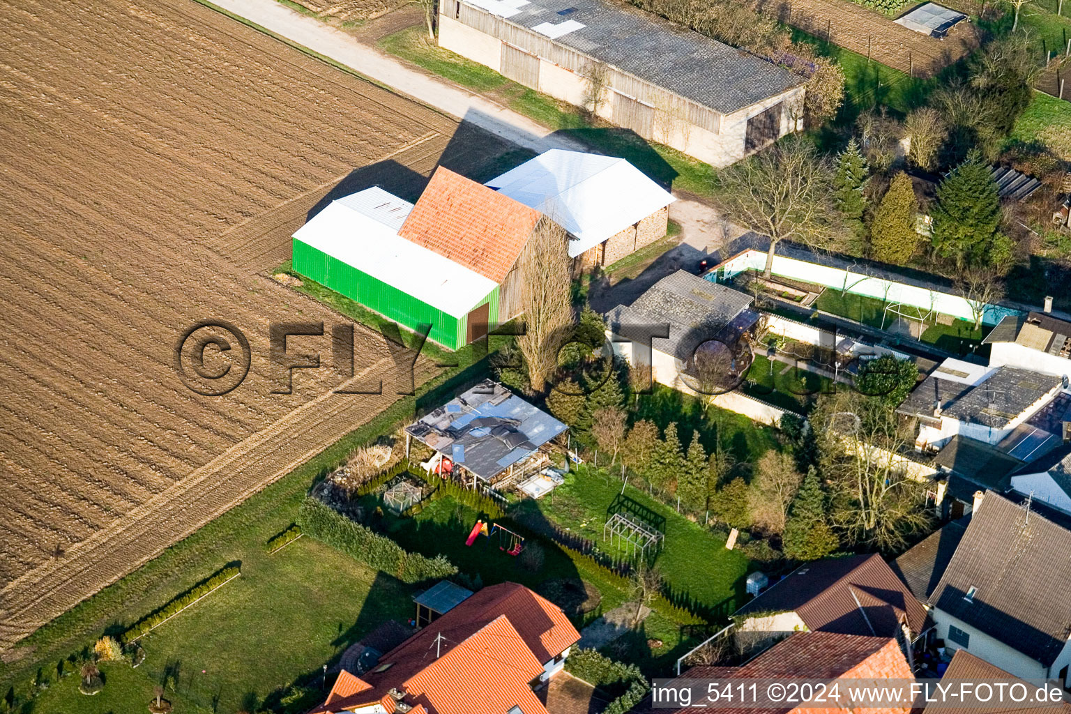 Saarstrasse NW in Kandel in the state Rhineland-Palatinate, Germany from above