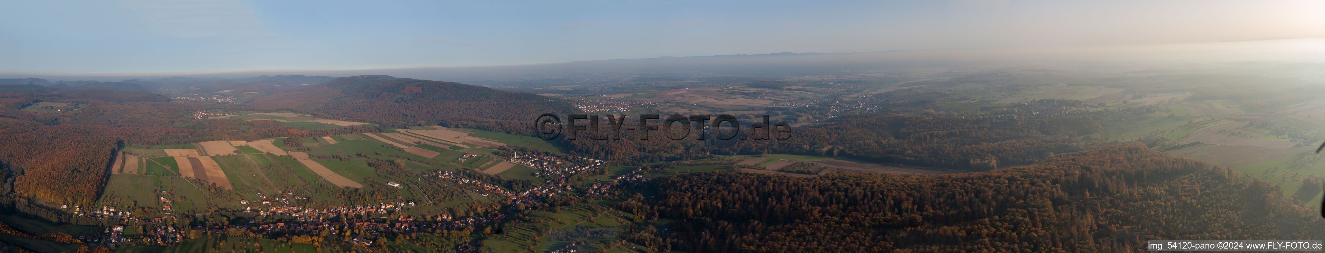 Panorama in Langensoultzbach in the state Bas-Rhin, France