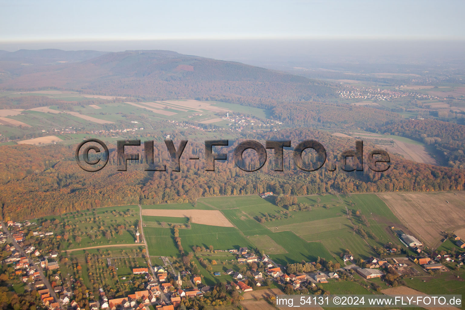 Aerial photograpy of Nehwiller-près-Wœrth in the state Bas-Rhin, France