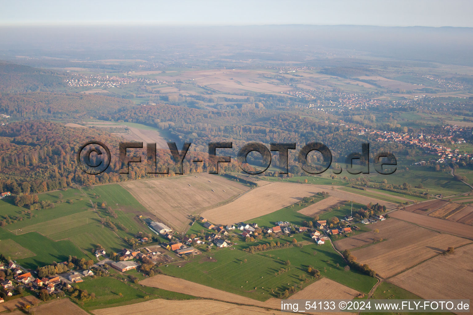 Oblique view of Nehwiller-près-Wœrth in the state Bas-Rhin, France