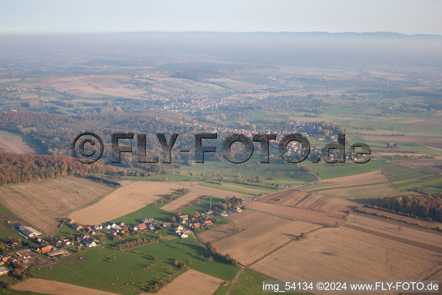 Nehwiller-près-Wœrth in the state Bas-Rhin, France from above