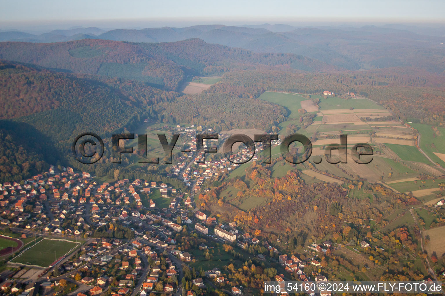 Niederbronn-les-Bains in the state Bas-Rhin, France out of the air