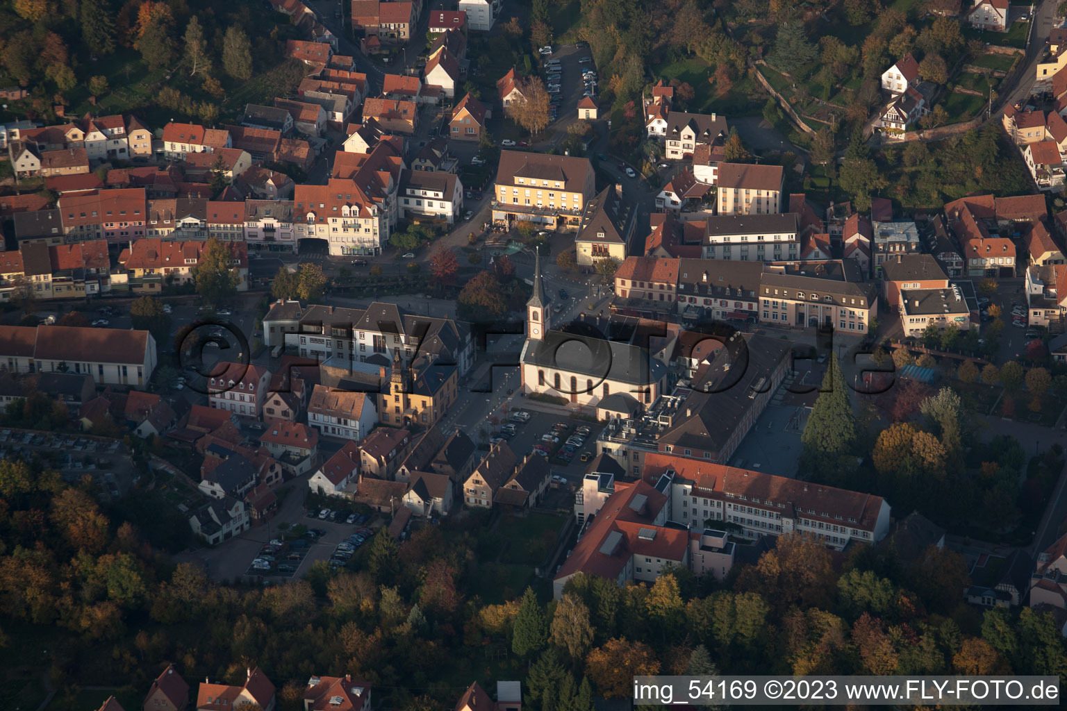 Drone image of Niederbronn-les-Bains in the state Bas-Rhin, France