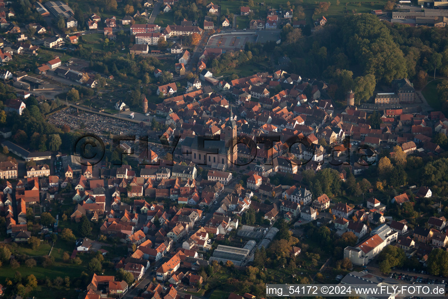 Drone recording of Reichshoffen in the state Bas-Rhin, France