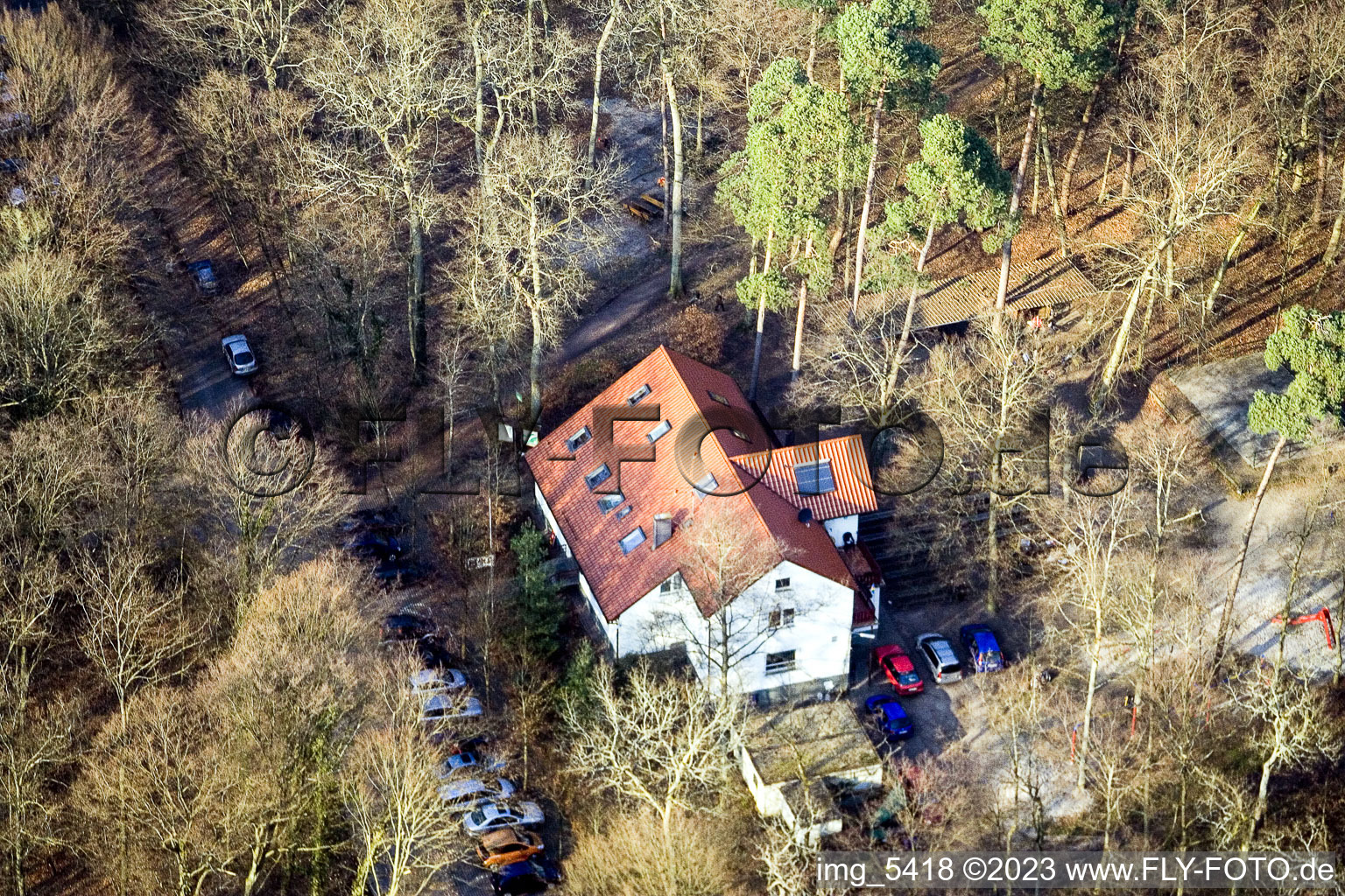 Aerial photograpy of Nature Friends House in Kandel in the state Rhineland-Palatinate, Germany