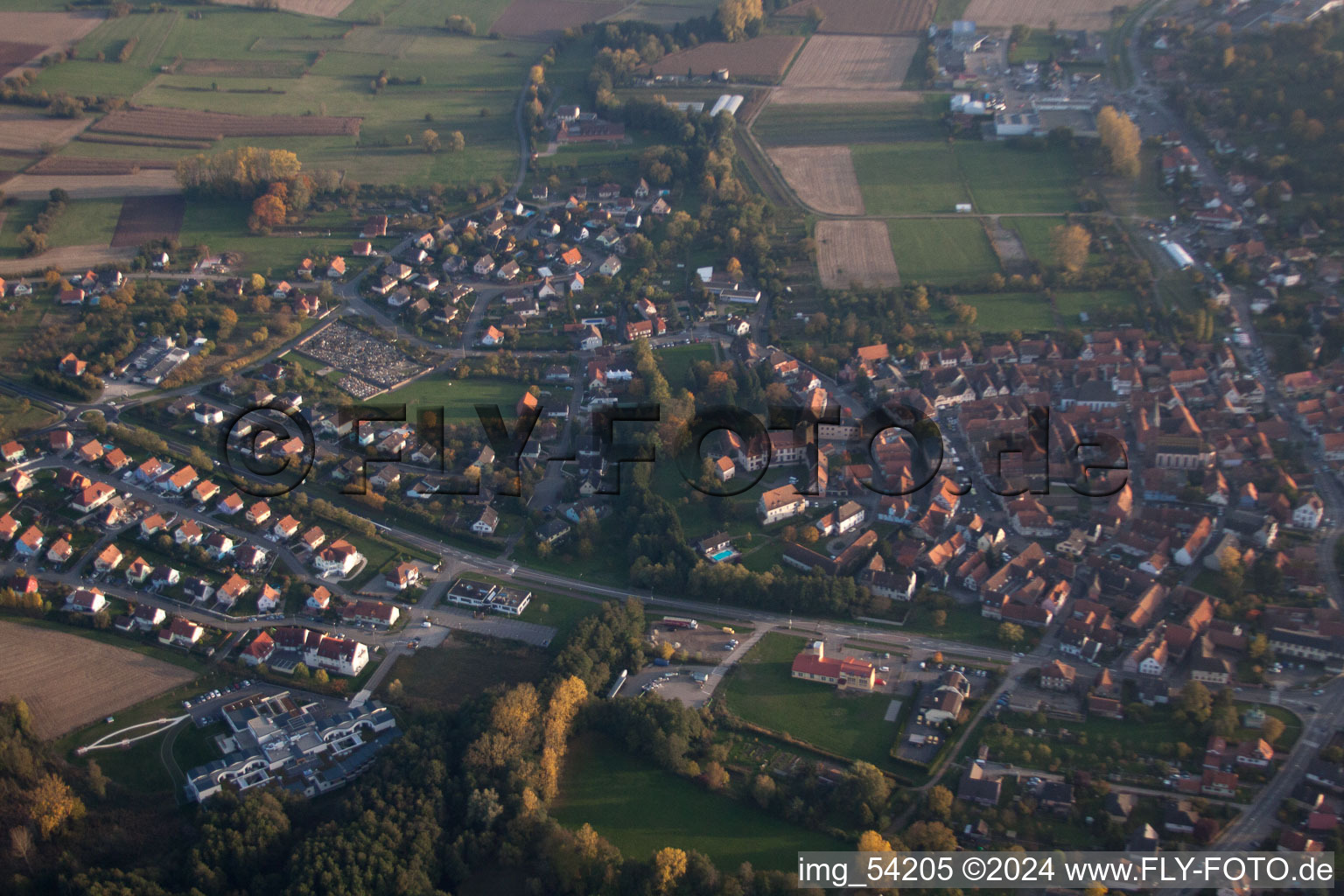 Aerial photograpy of Wœrth in the state Bas-Rhin, France