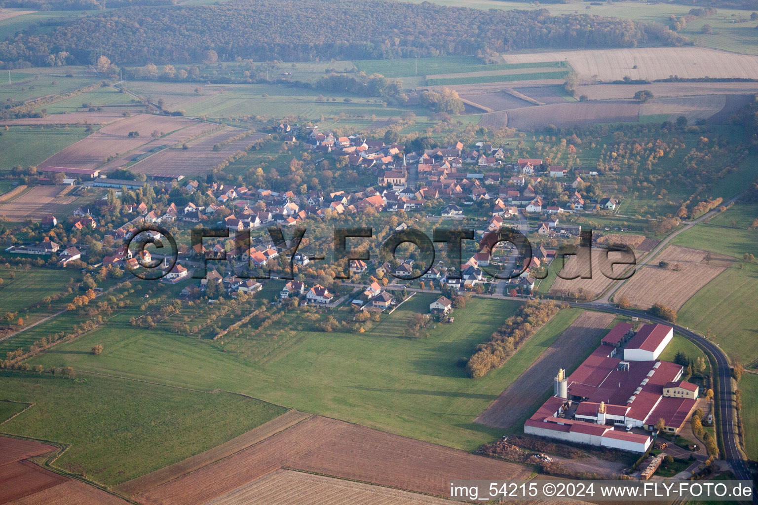 Drone recording of Gœrsdorf in the state Bas-Rhin, France