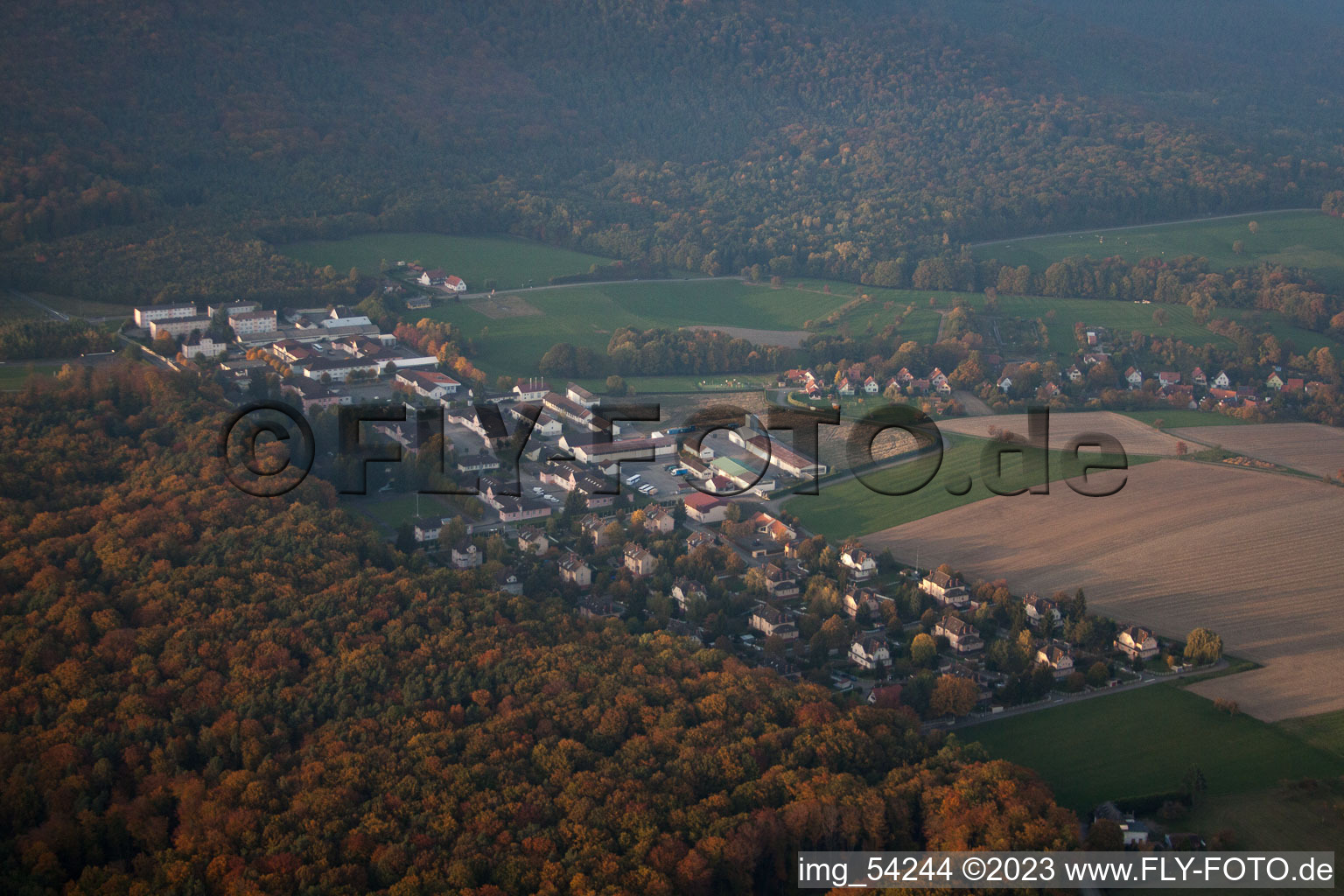Oblique view of Drachenbronn-Birlenbach in the state Bas-Rhin, France