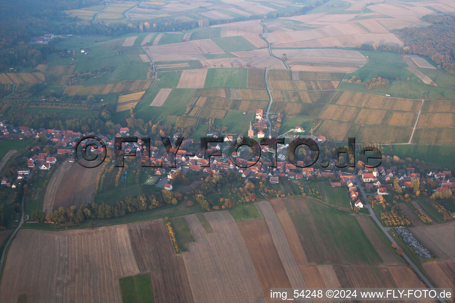 Drone image of Cleebourg in the state Bas-Rhin, France