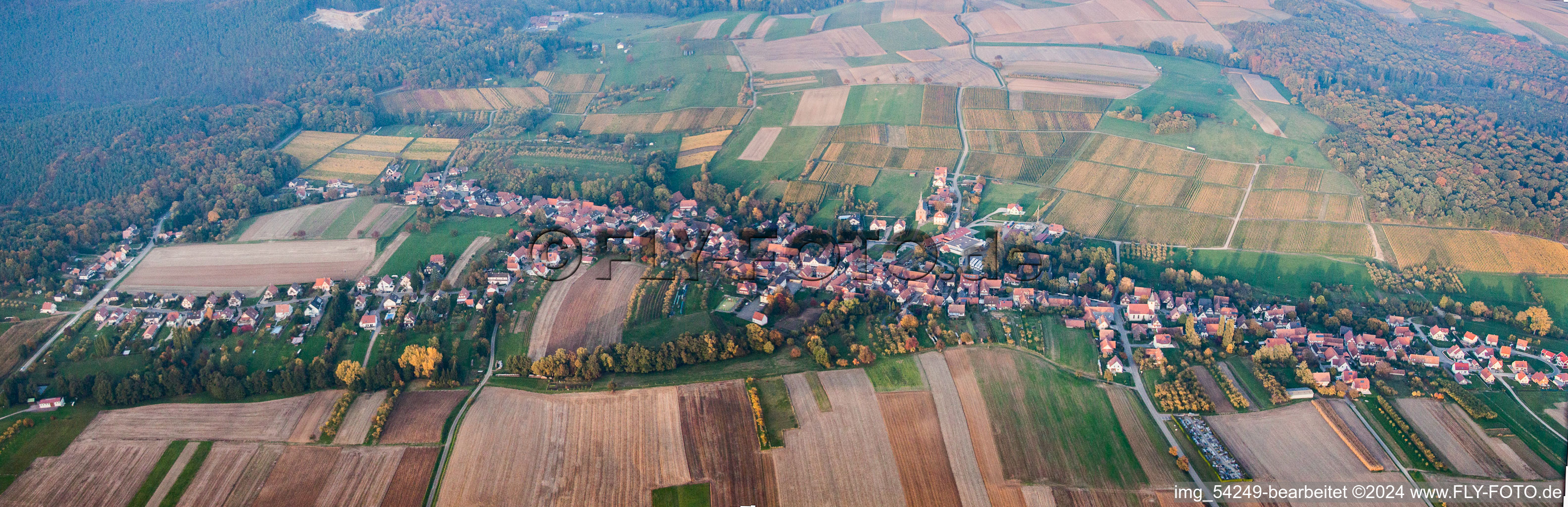 Panorama from the local area and environment in Cleebourg in Grand Est, France