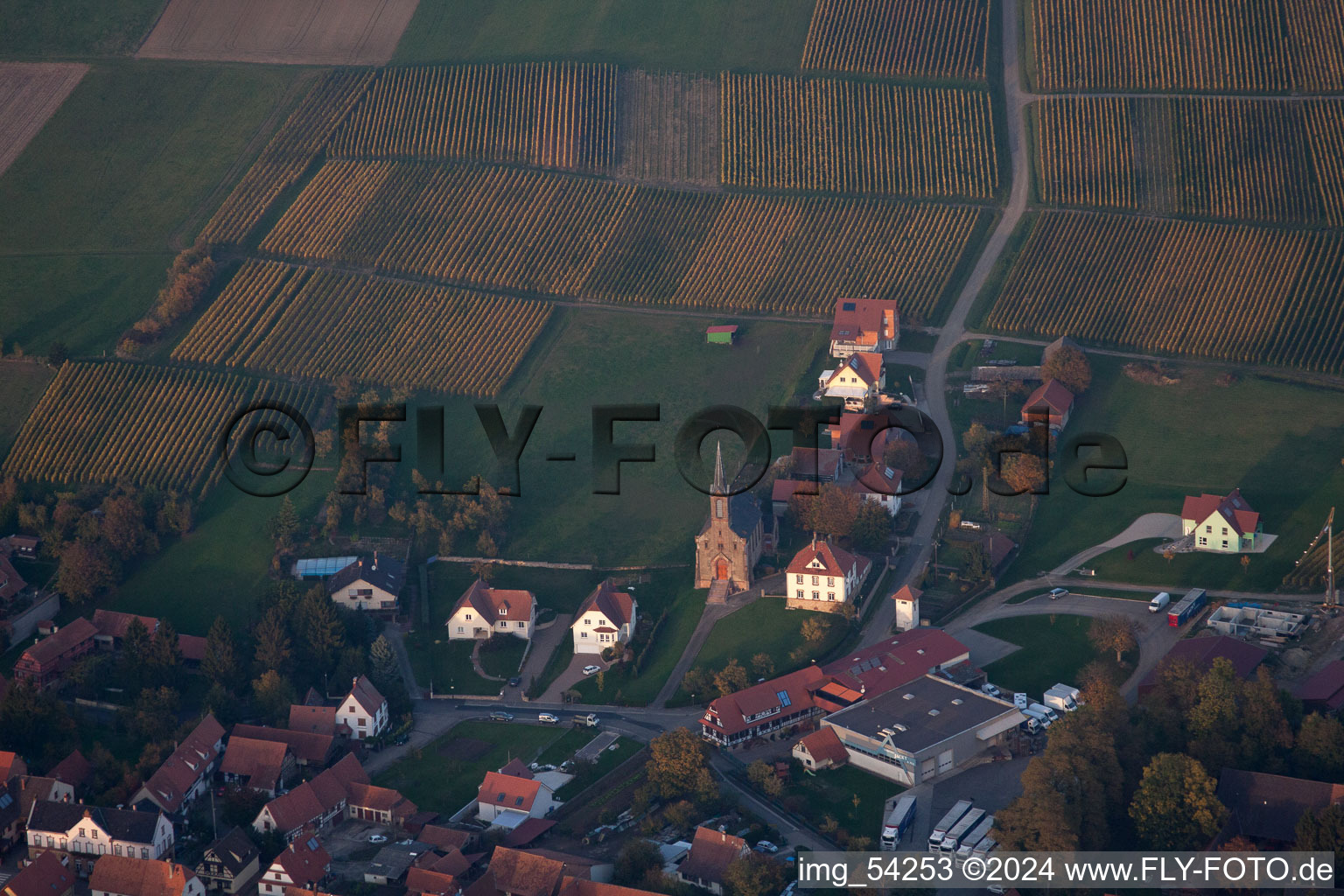 Cleebourg in the state Bas-Rhin, France from the drone perspective