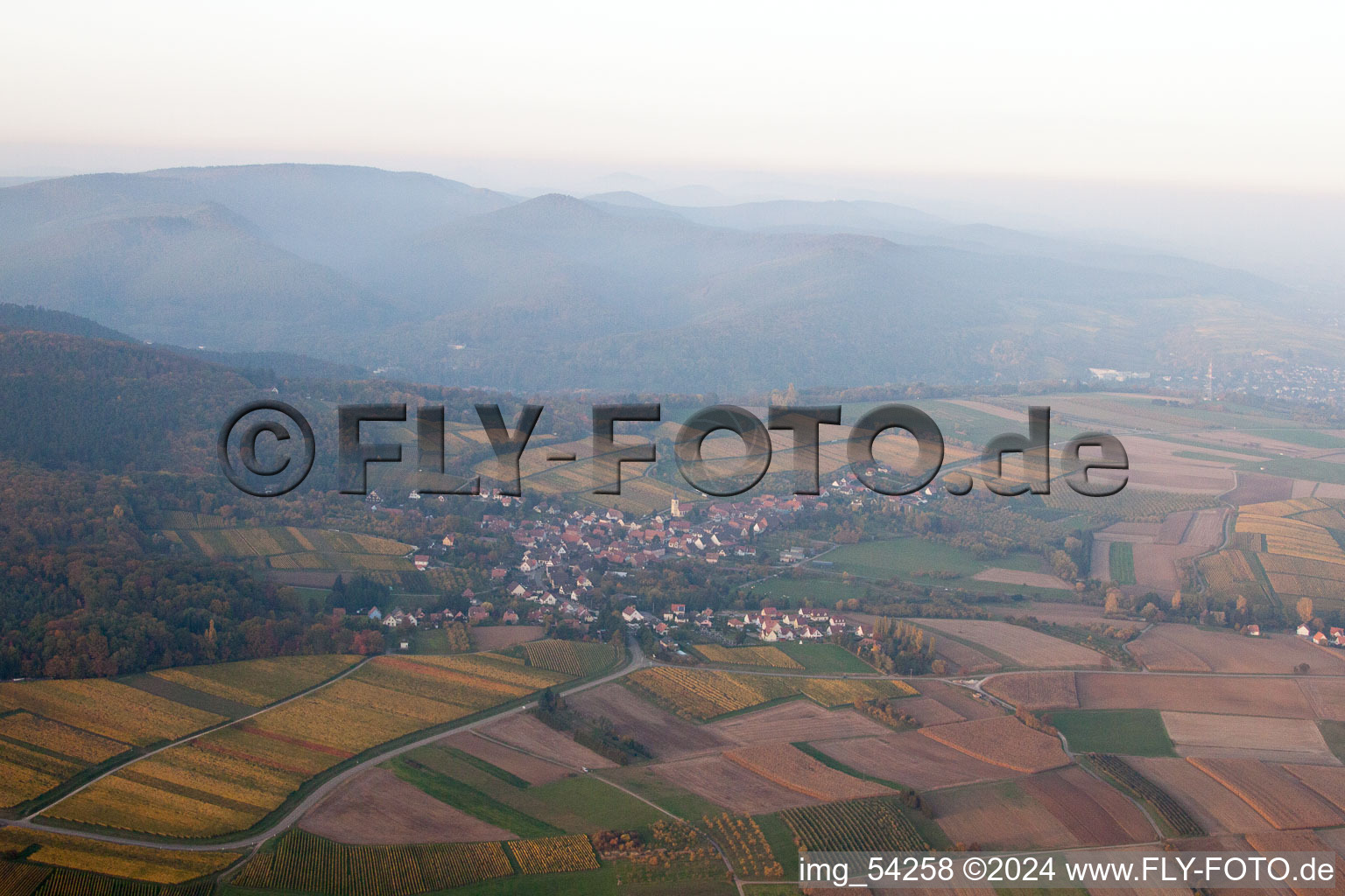 Aerial view of Cleebourg in the state Bas-Rhin, France