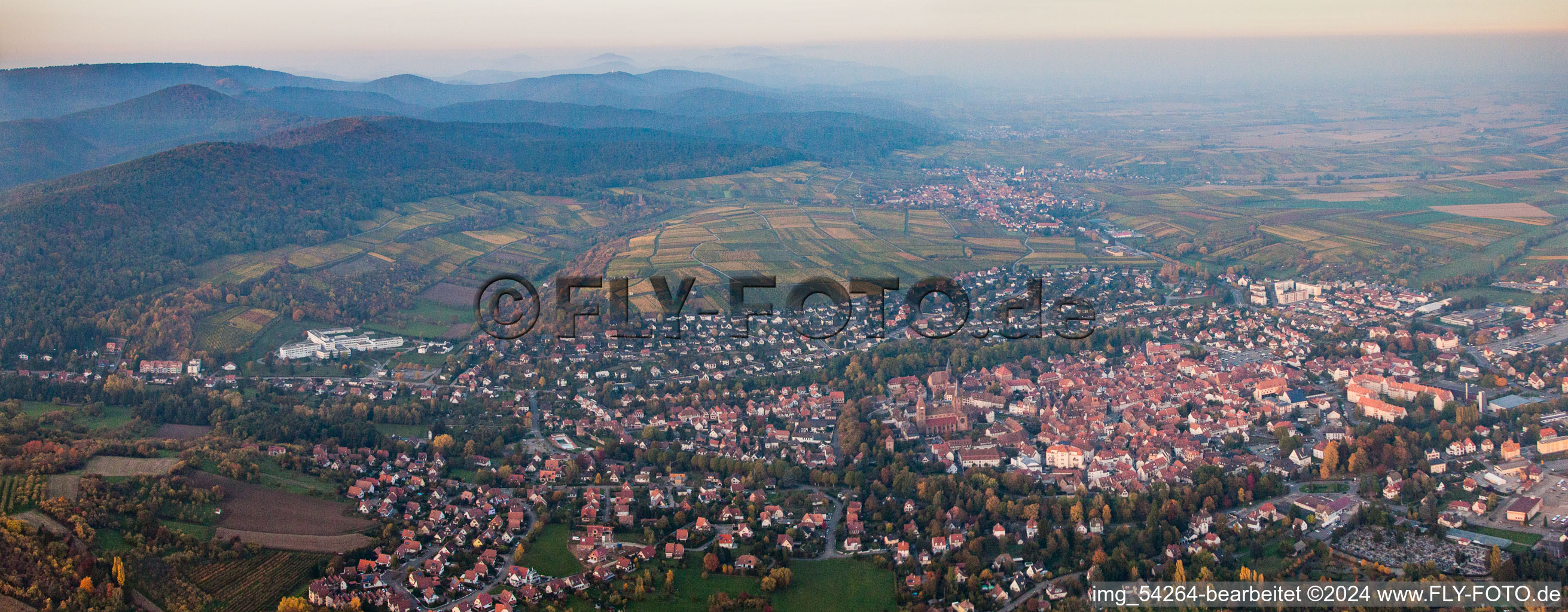 Drone recording of Wissembourg in the state Bas-Rhin, France