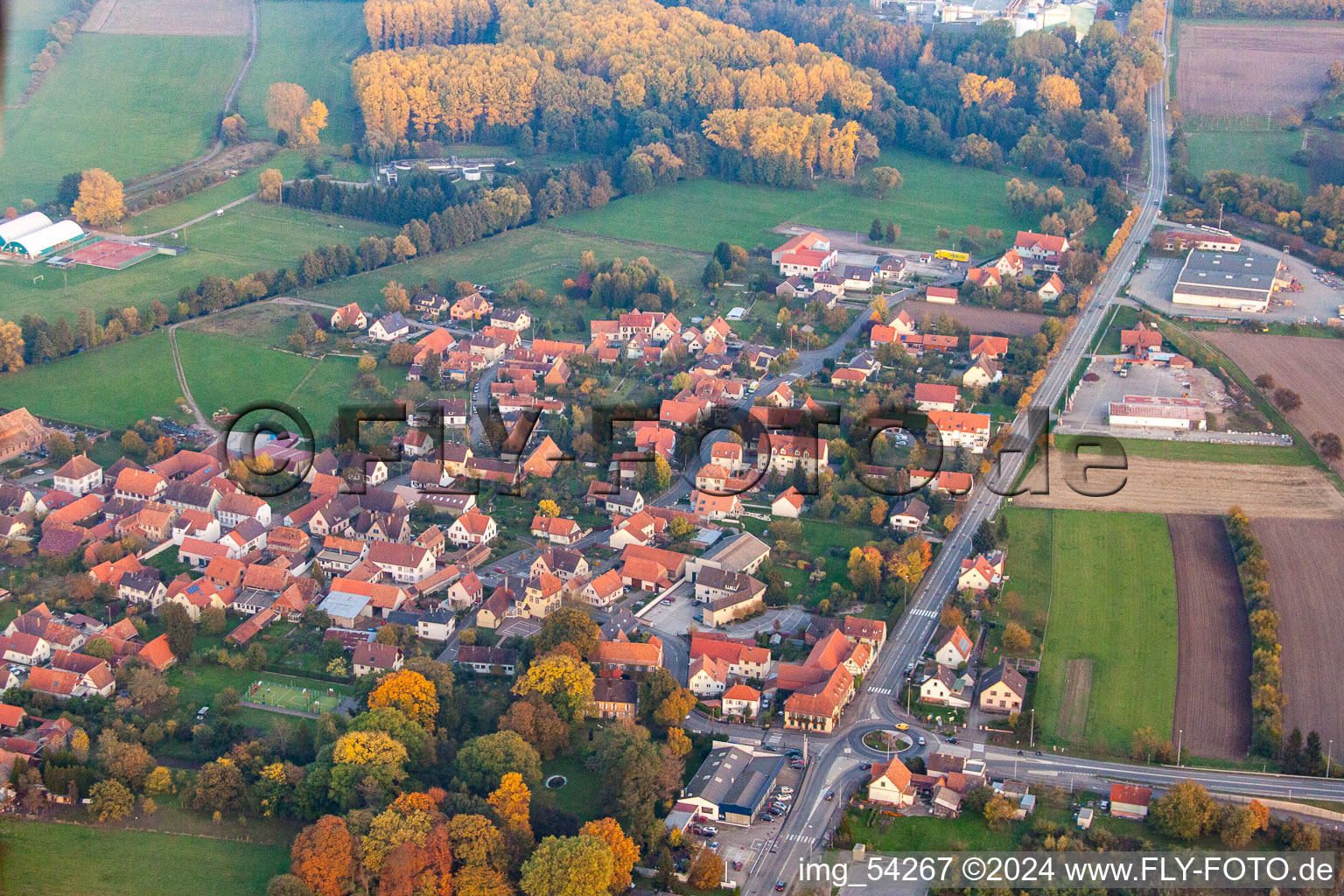 Drone image of District Altenstadt in Wissembourg in the state Bas-Rhin, France