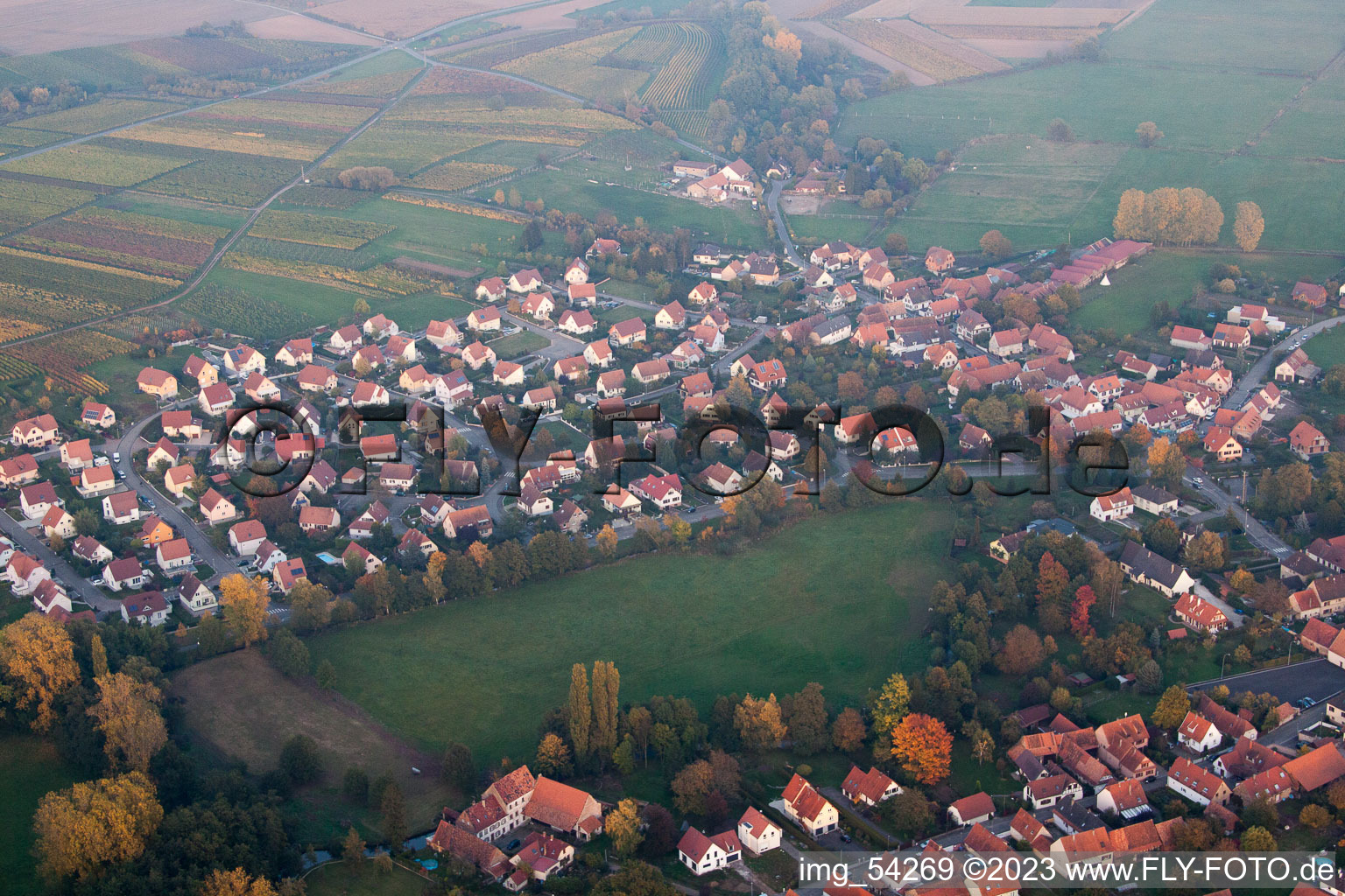 Altenstadt in the state Bas-Rhin, France seen from above