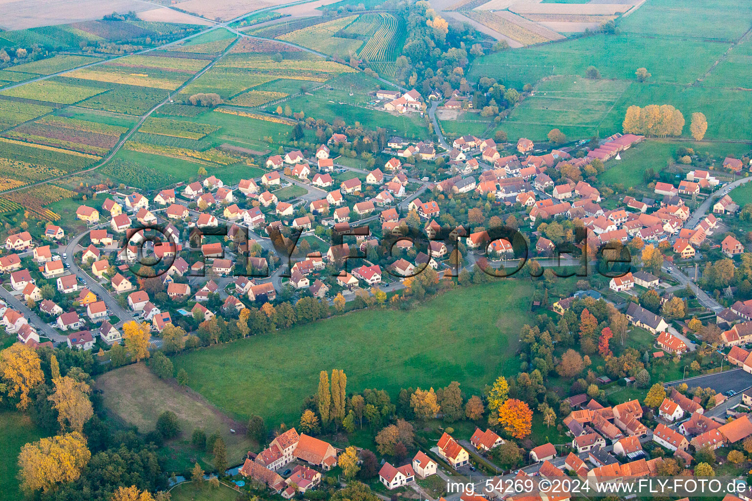 Altenstadt in the state Bas-Rhin, France seen from above