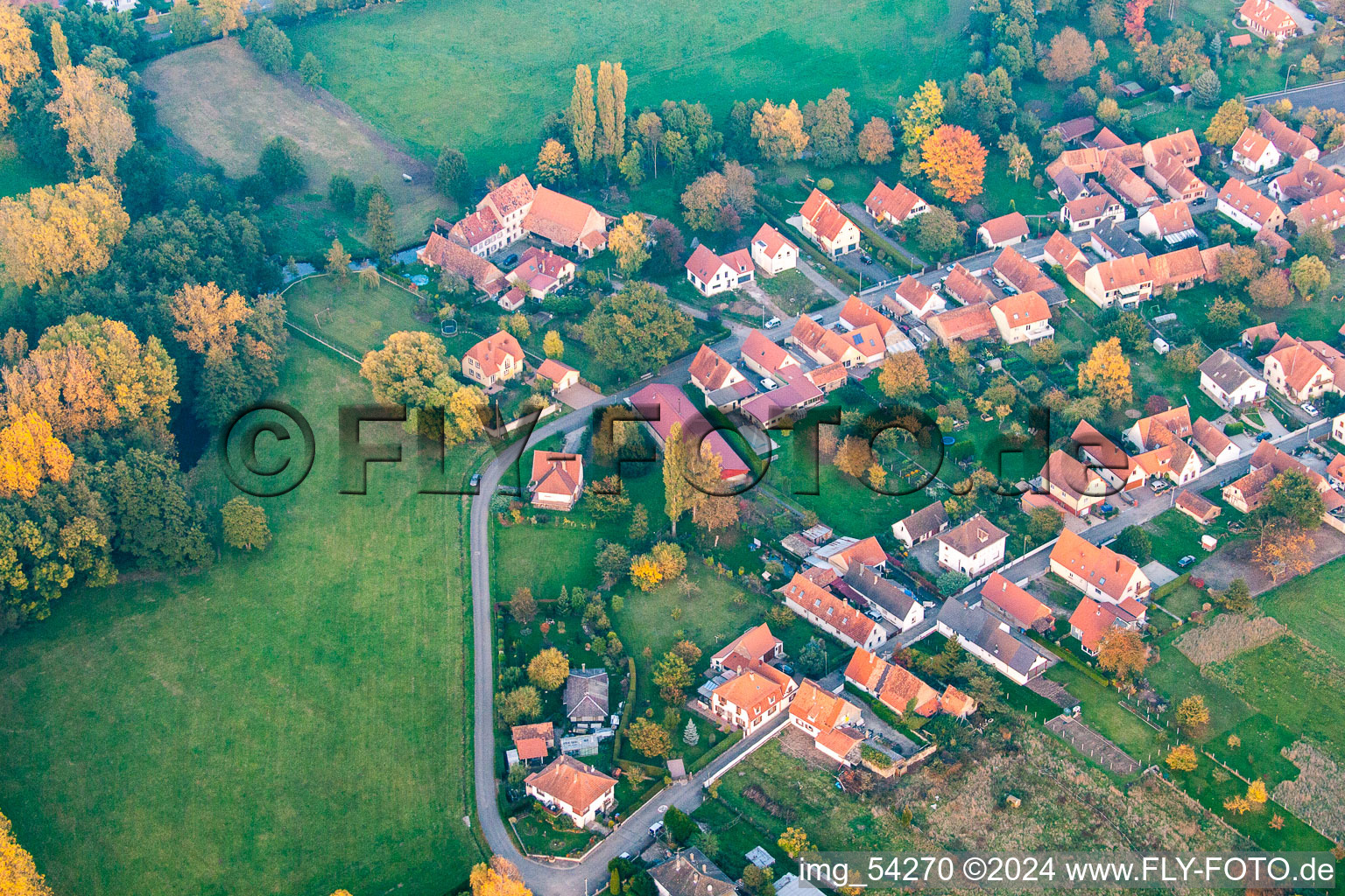 District Altenstadt in Wissembourg in the state Bas-Rhin, France from a drone