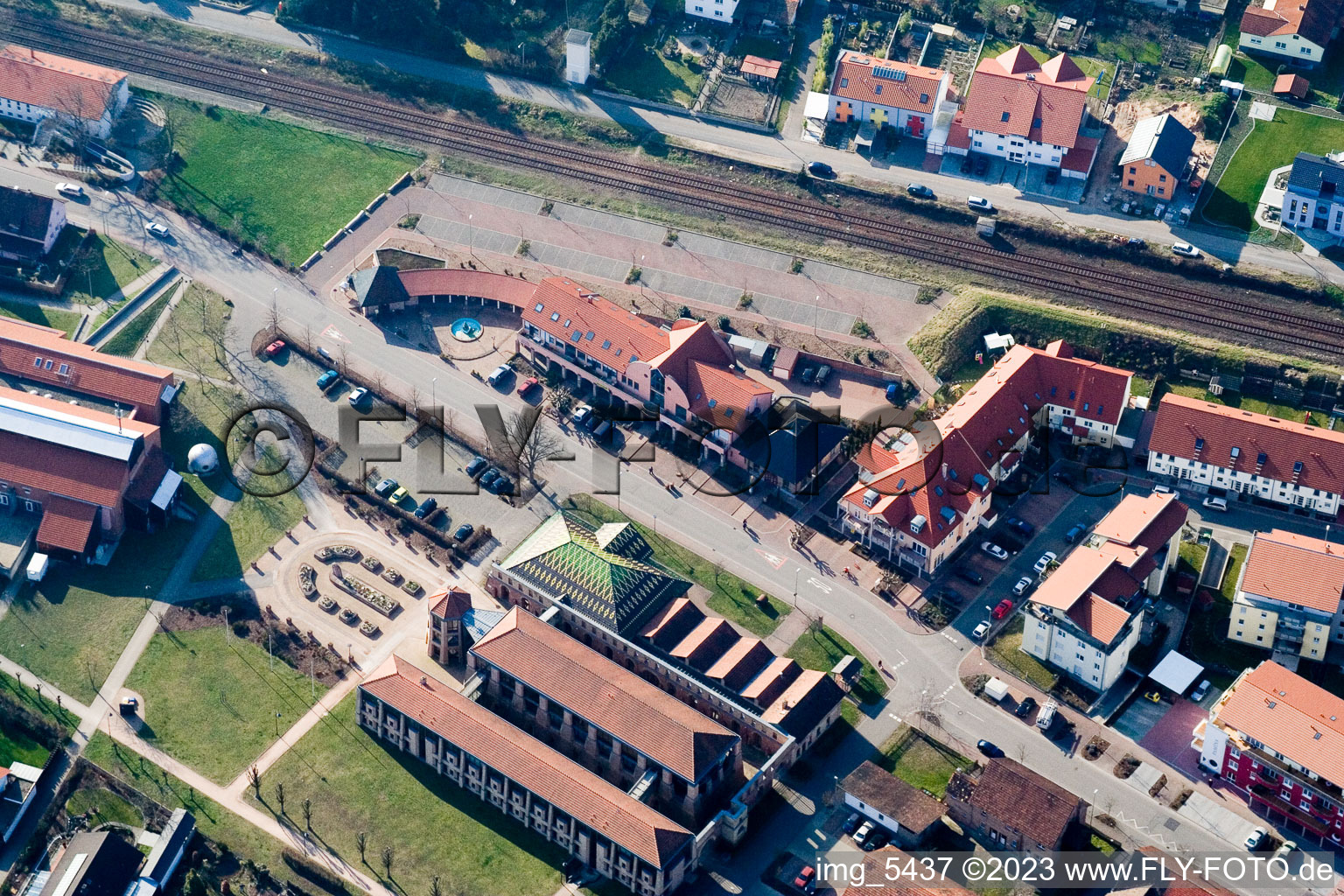 Festival hall from the east in Jockgrim in the state Rhineland-Palatinate, Germany