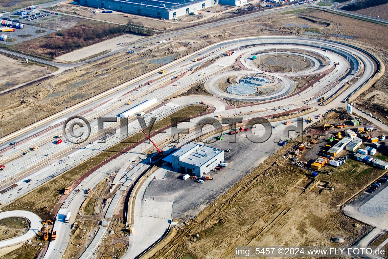 Aerial photograpy of Daimler-Chrysler truck test track in Wörth am Rhein in the state Rhineland-Palatinate, Germany