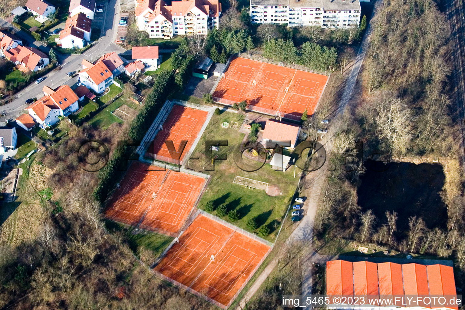 Aerial photograpy of Tennis club in Jockgrim in the state Rhineland-Palatinate, Germany